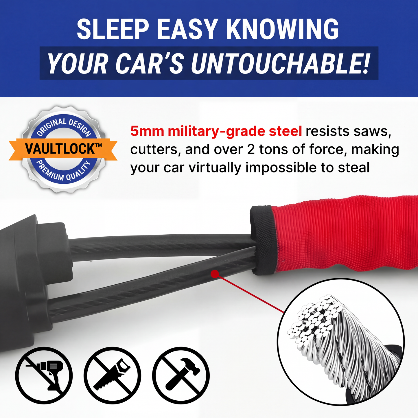 VaultLock™ - Military-Grade Steering Wheel Lock (Anti-Theft)
